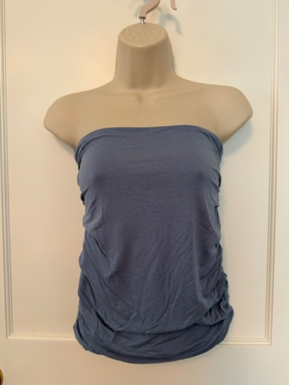 INDAH BODY Ruched Strapless Tube Top in Slate Blue